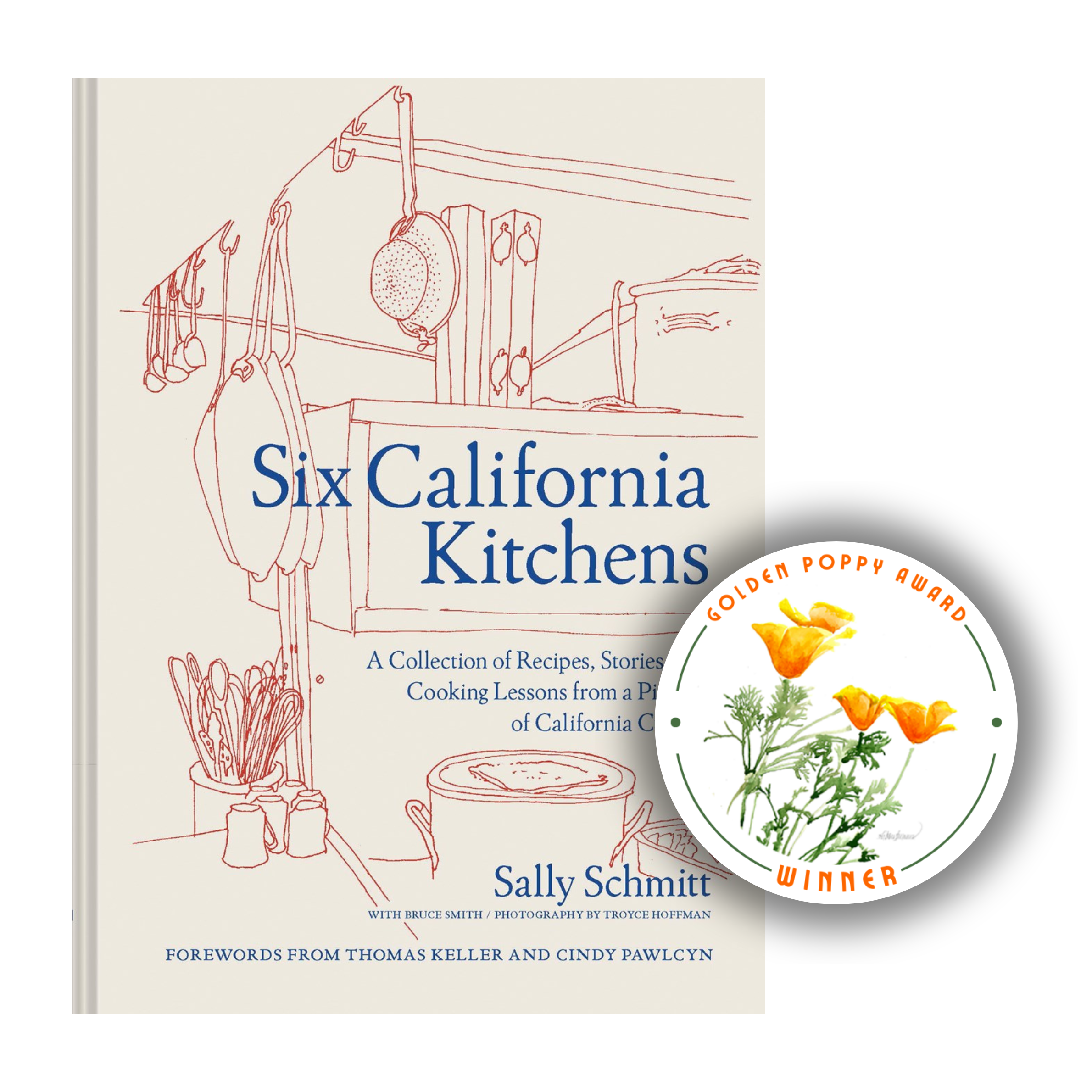 Six California Kitchens cover with golden poppy 2022 winner sticker